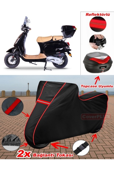 CoverPlus Falcon Cooper 125 Efi Tarpaulin Black Topcase Rear Bag Compatible M...