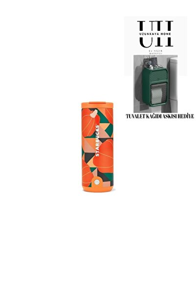 Starbucks Starbucks® Paslanmaz Çelik Termos - Balkabağı Tasarımlı - 473 ml - Hediyeli