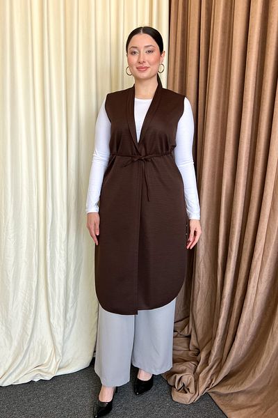 ModaPlaza Vest - Brown - Double-breasted