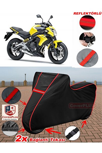 CoverPlus لـ Kawasaki ER-6 N قماش القنب الأسود للدراجات النارية قماش القنب غط...