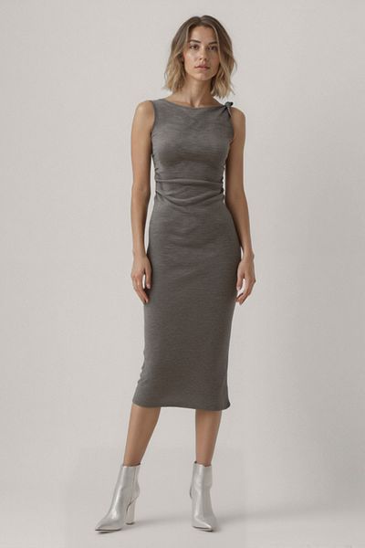 Vitrin Knitted Dress with Knot Detail on the Shoulder