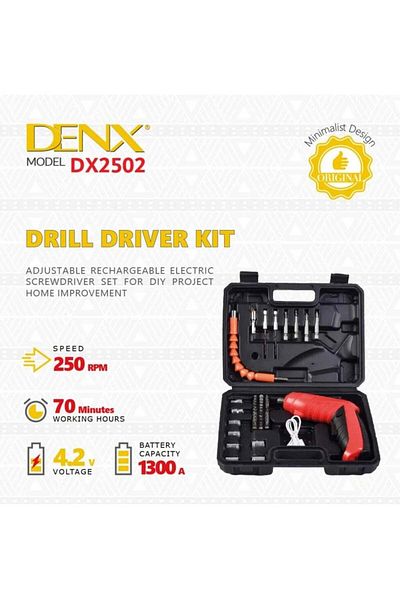 Denx مثقاب لاسلكي إلكتروني ذكي DX2502 مع جميع أحجام الصواميل