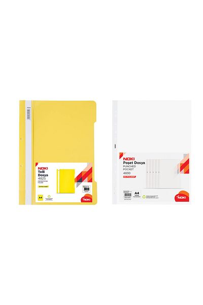 Noki Ring Binder + Bag File Office Set (50Pcs Yellow Ring Binder + 100Pcs Bag File)