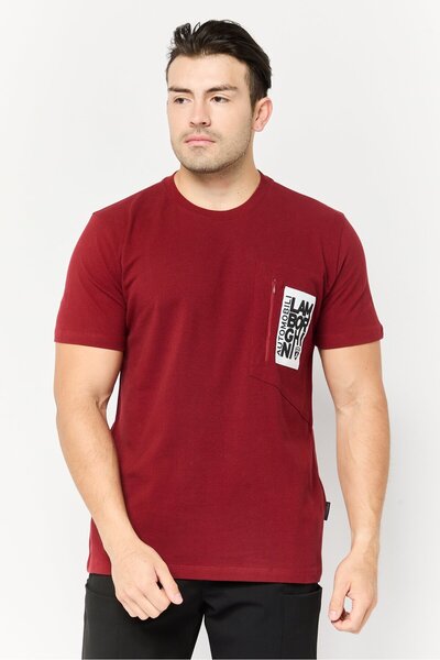 Lamborghini Men Sportswear Fit Short Sleeve Outdoor T-Shirt, Maroon