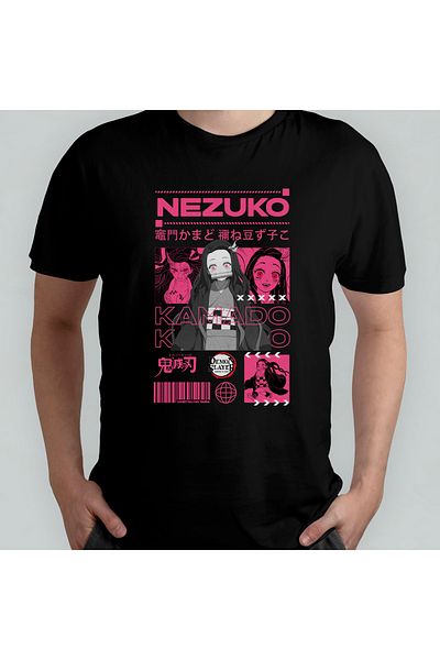 Pixxa Demon Slayer Kimetsu No Yaiba Nezuko Unisex 100% Cotton Crew Neck T-Shirt