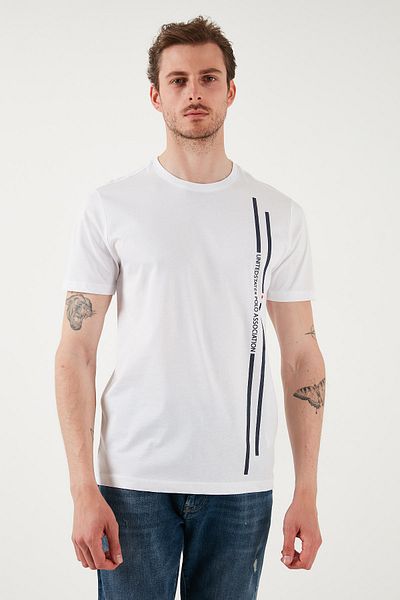 U.S. Polo Assn. ΒΑΣΗ. Πόλο 100% βαμβάκι κανονική εφαρμογή Crew λαιμόκοψη λουράκι λογότυπο Ανδρικό μπλουζάκι G081SZ0112104061