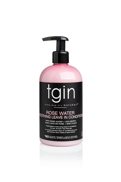 Tgin Rose Water Smoothing Leave In Conditioner for Curly, Coily and Wavy Hair, with Acai Berries, Mo