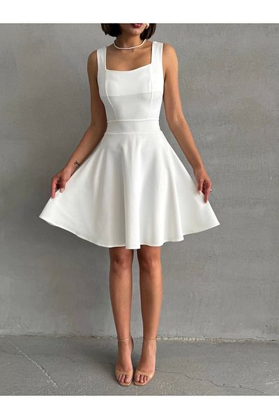 MODA Rochie scurtă de damă cu guler pătrat s251188