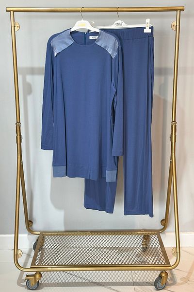 Nuss Modal Combed Cotton Trouser Suit 1038 Indigo