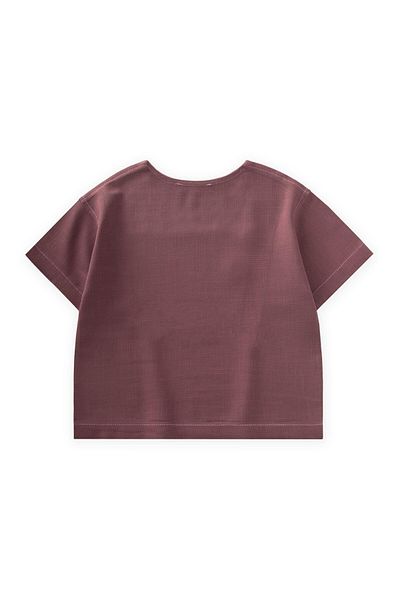 Cigit Contrast Stitched Linen Blouse 2-7 Years Old