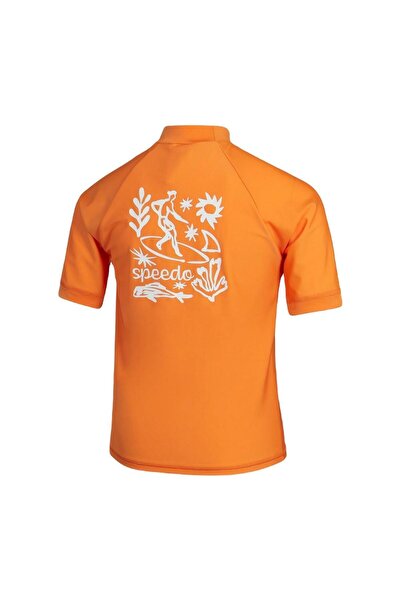 SPEEDO 8-00316616850 Prt Ss Rash Top Jm Boys' Sun Protection T-Shirt Orange