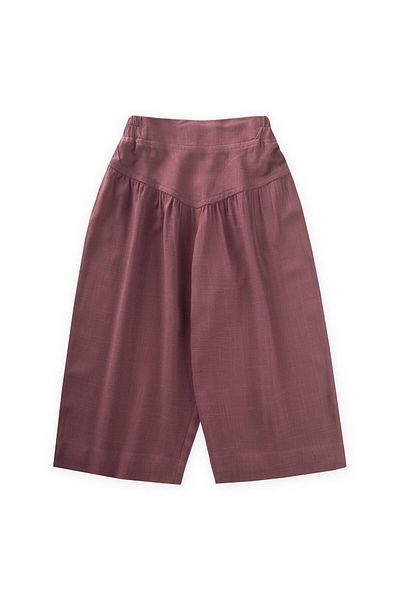 Cigit Gathered Linen Trousers with Corsage 2-7 Years Old Plum