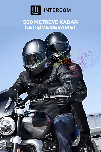 ELECTROZEN Q58-MAX Motosiklet Kask Kulaklık İnterkom 500m Menzil, Çift Sürücü Görüşme MP3/FM Radyo,LED Fenerli