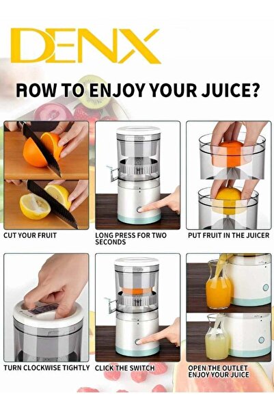Denx Electric Citrus Juicer, Hands-Free Portable USB Charging Powerful Electric Juicer Cordless Fruit