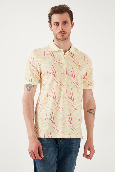 U.S. Polo Assn. U.S. Polo Pattern 100% Cotton Regular Fit Buttoned Polo Neck t Shirt Men's Polo-Neck t Shirt G081Sz01