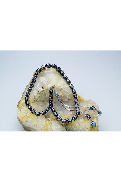 Skygo Oltu Stone Triple Fountain Blue Processing Capsule Rosary