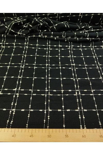 Kumaş Parça Şanel Weaving Black Ecru σε χρώματα Πλάτος: 140 cm