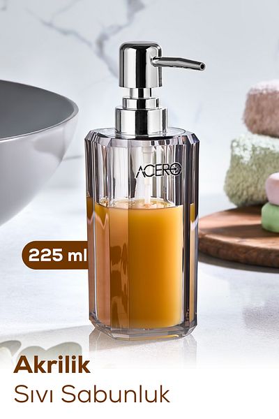Vienev Acrylic Liquid Soap Dispenser 215 ml Transparent Anthracite 1990