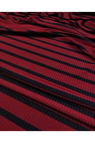 Kumaş Parça Kaşkorse Jarse Dökümlü Yumuşak Parlak Bordo Üzeri Siyah Renk En: ...