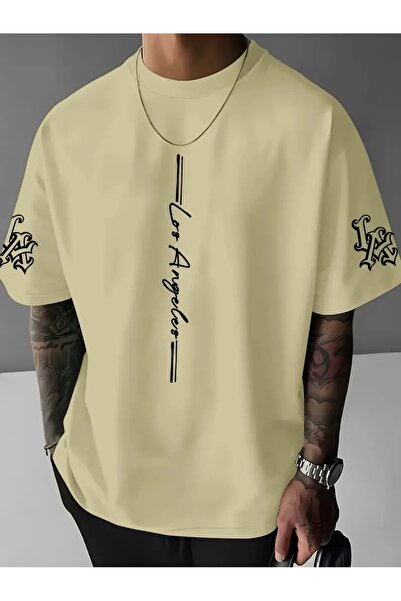 LOTS MODA Ανδρικό μπλουζάκι Los Angeles, Φαρδιά γραμμή, Άνετο καλοκαιρινό μπλ...