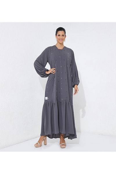 Rosette Abaya Gray Dress Abaya