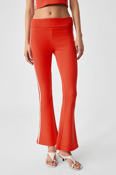 GRIMELANGE Azuma Women's Striped Regular Flare Leg Red Sweatpants