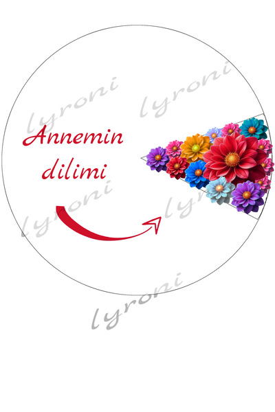 Lyroni Yenilebilir Şeker Kağıt Annemin Dilimi Tebrikler Anneler Günü Temalı Pasta Süsleme