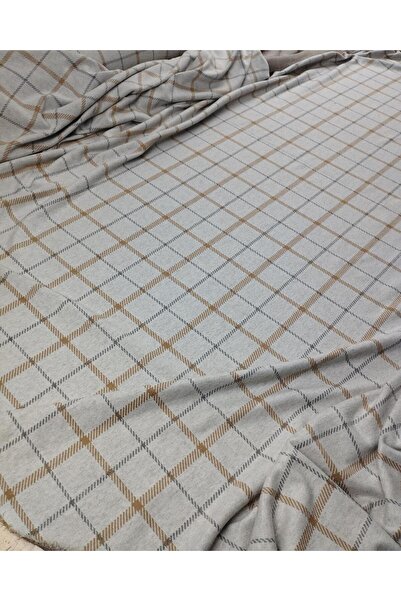 Kumaş Parça Jacquard tricotat Moale în carouri Bej Gri Maro, Lățime: 160 cm