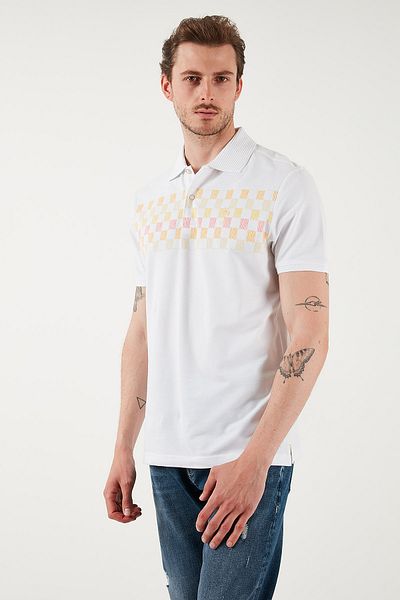 U.S. Polo Assn. U.S. Polo Pattern 100% Cotton Regular Fit Buttoned Polo Neck t Shirt Men's Polo-Neck t Shirt G081Sz01