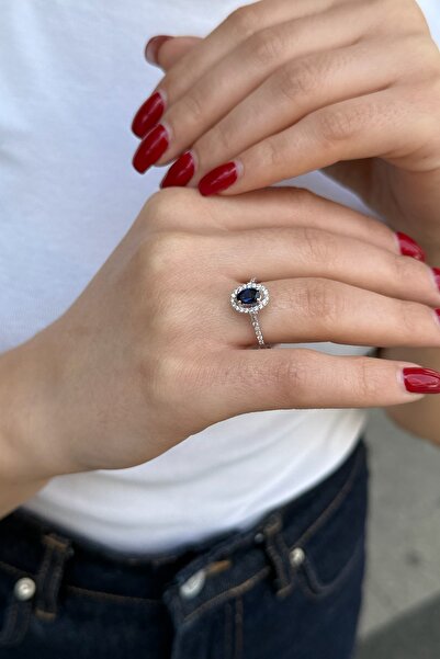 Utku Kuyumculuk 14 AYAR 0,64 CT SAFİR TAŞLI 0,36 CT PIRLANTA TAŞLI YÜZÜK