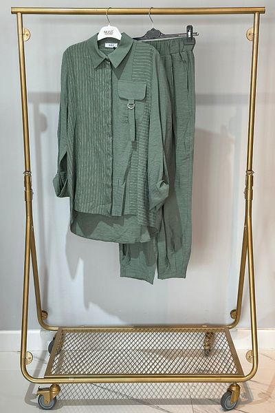 Nuss Striped Pocket Detail Suit 1041 Khaki