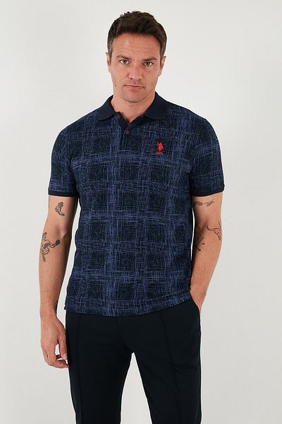 U.S. Polo Assn. U.S. Polo Check 100% Cotton Regular Fit Buttoned Polo Neck t Shirt Men's Polo Collar t Shirt G081Sz011