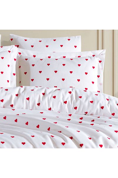 Lief Home Valon Pillowcase Heart Double Duvet Cover Set |   4 Pillow Cases |   Elastic Sheet