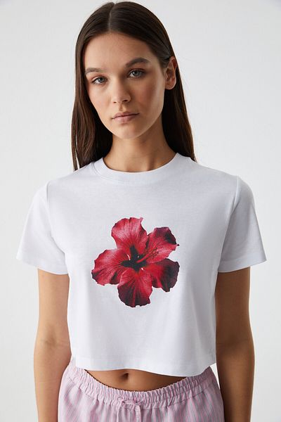 GRIMELANGE AMBESSA Γυναικείο Crew Neck Oversize Λευκό T-Shirt