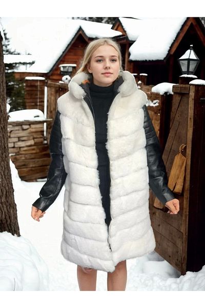 MODA Women's Genuine Leather and Faux Fur - White