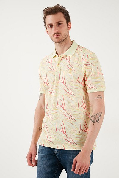 U.S. Polo Assn. U.S. Polo Pattern 100% Cotton Regular Fit Buttoned Polo Neck t Shirt Men's Polo-Neck t Shirt G081Sz01