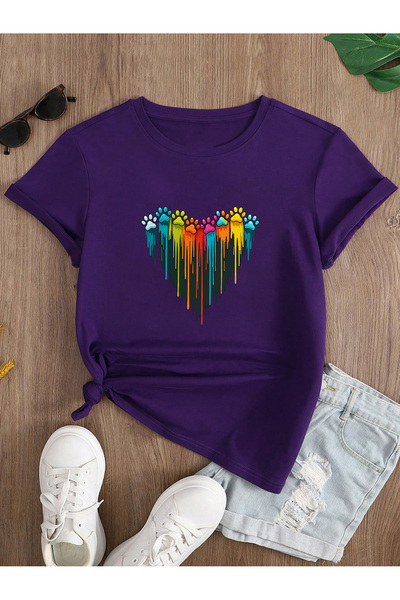 trendypassion Unisex Αγαπημένο T-shirt με σχέδιο Καρδιά με Πόδια Γάτας