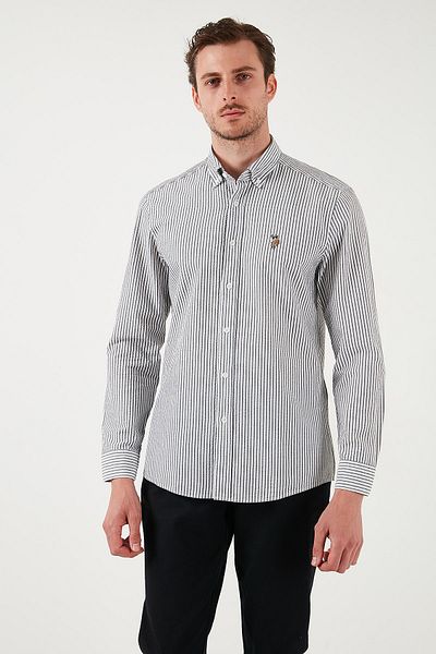 U.S. Polo Assn. ΒΑΣΗ. Πόλο ριγέ βαμβακερό πουκάμισο με κουμπιά γιακά ανδρικό πουκάμισο G081SZ0042103065