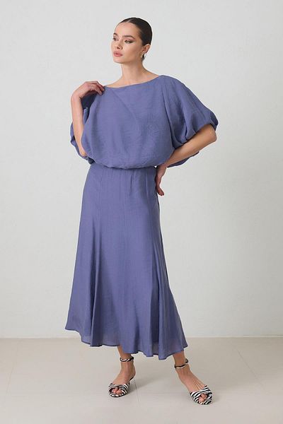 Setre Indigo Relaxed Cut Blouse with Waist and Sleeves Detail