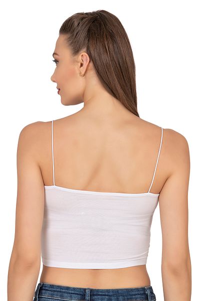 ÖZKAN underwear Özkan 27370 بلوزة نسائية مودال قطن ليكرا قطنية مطاطية مريحة ذات أربطة سباغيتي محبوكة على شكل قميص قصير محبوك