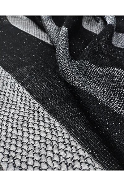 Kumaş Parça 180 cm Negru Gri Lurex Tricotat Subțire Latime