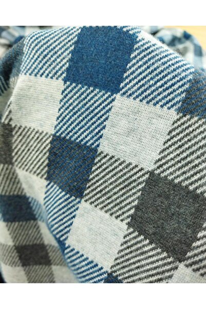 Kumaş Parça 130 cm Albastru Alb Gri Tricotat Design Moale Colorat