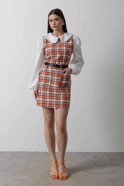 nedo7 Plaid Shirt Detailed Dress - Orange