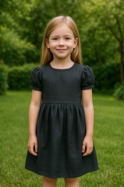 Hilal Akıncı Kids Rochie de bază din bumbac și in