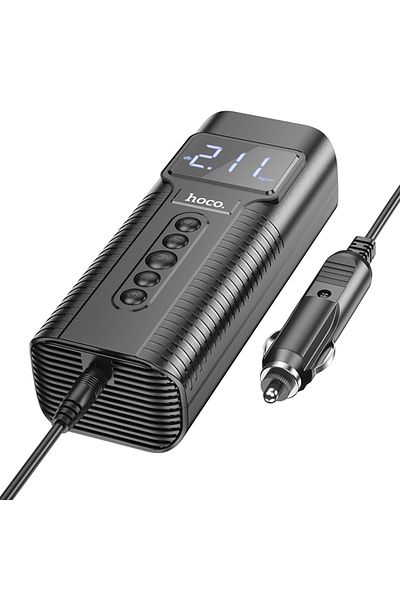 REDz Accessories Air Compressor, Hoco PH55 Air Pump, Maximum 2.5 Bar, 3.1m Cable, LED Flashlight, Black