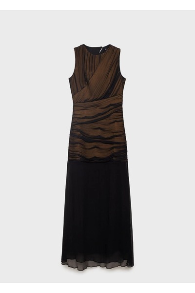 MANGO Woman Kontrastfarbenes gewebtes Kleid