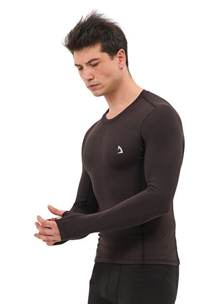 DOMİN SPOR Erkek Siyah Parmak Detaylı Compression Spor Body T-shirt: Hareket Özgürlüğü Ve Şıklık Bir Arada