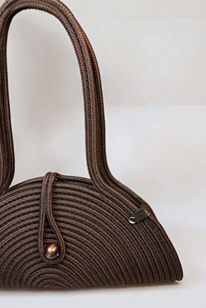 MaVaux Τσάντα ώμου Mia Natural Wood Beaded Straw Look