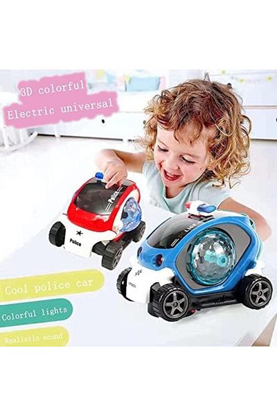 rexa Police Cars Toys for Boys and Girls, Music and Light Toy Car with Space Capsule Drop (Red)