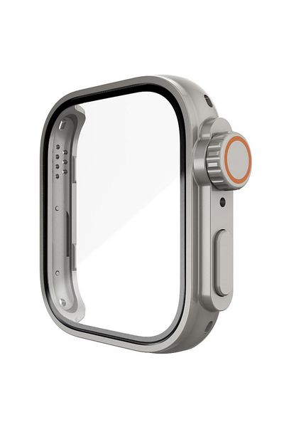 REDz Accessories Case with Screen Protector, Glass for Huawei Watch Fit 3, Ultra Watch Look, Titanium Gray